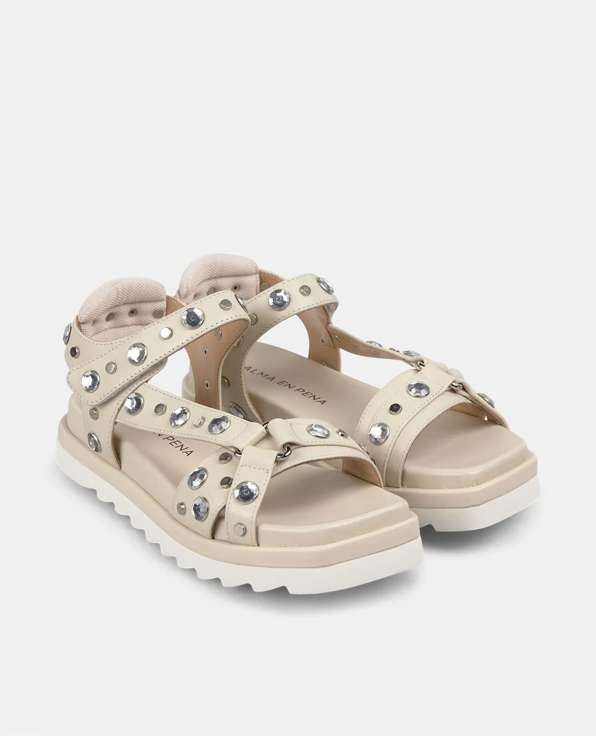 Alma en Pena V251802 sandales plates cuir blanc 2 cm