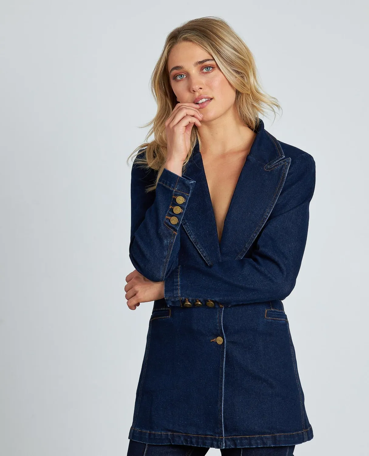 Alma en Pena I25CL1022 blazer jean indigo coton