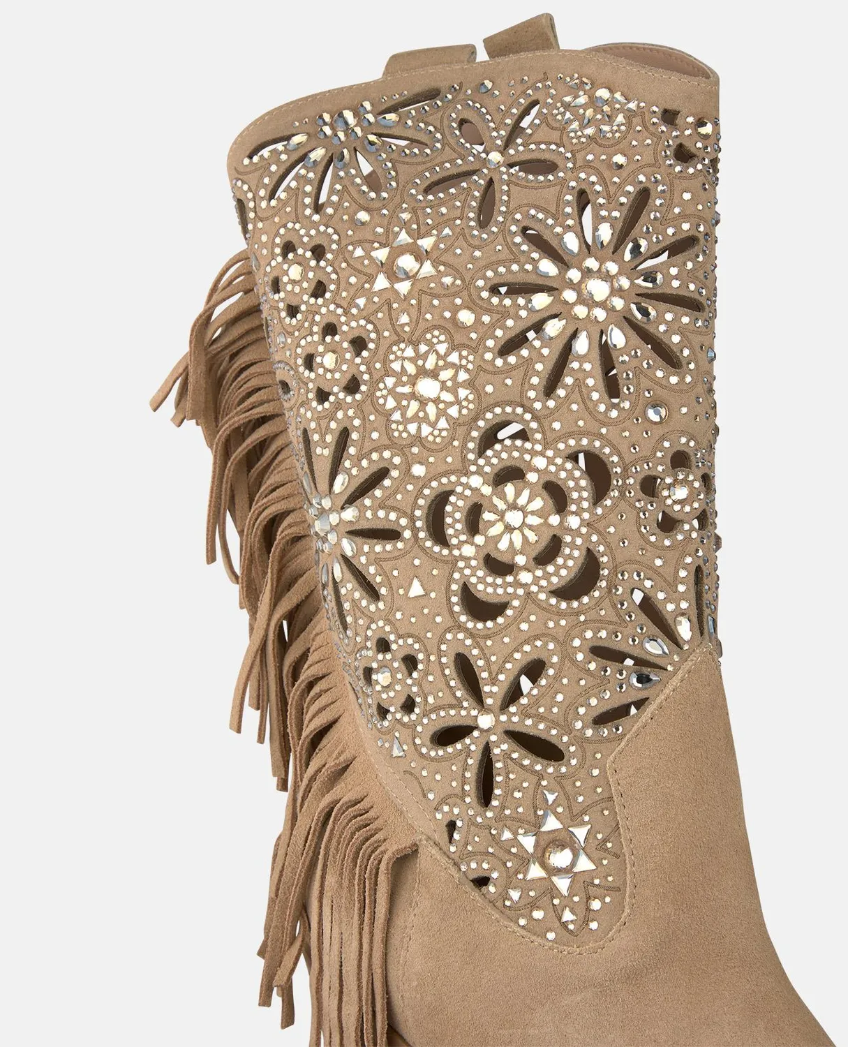Alma en Pena V260151 bottes cuir franges arena 7 cm