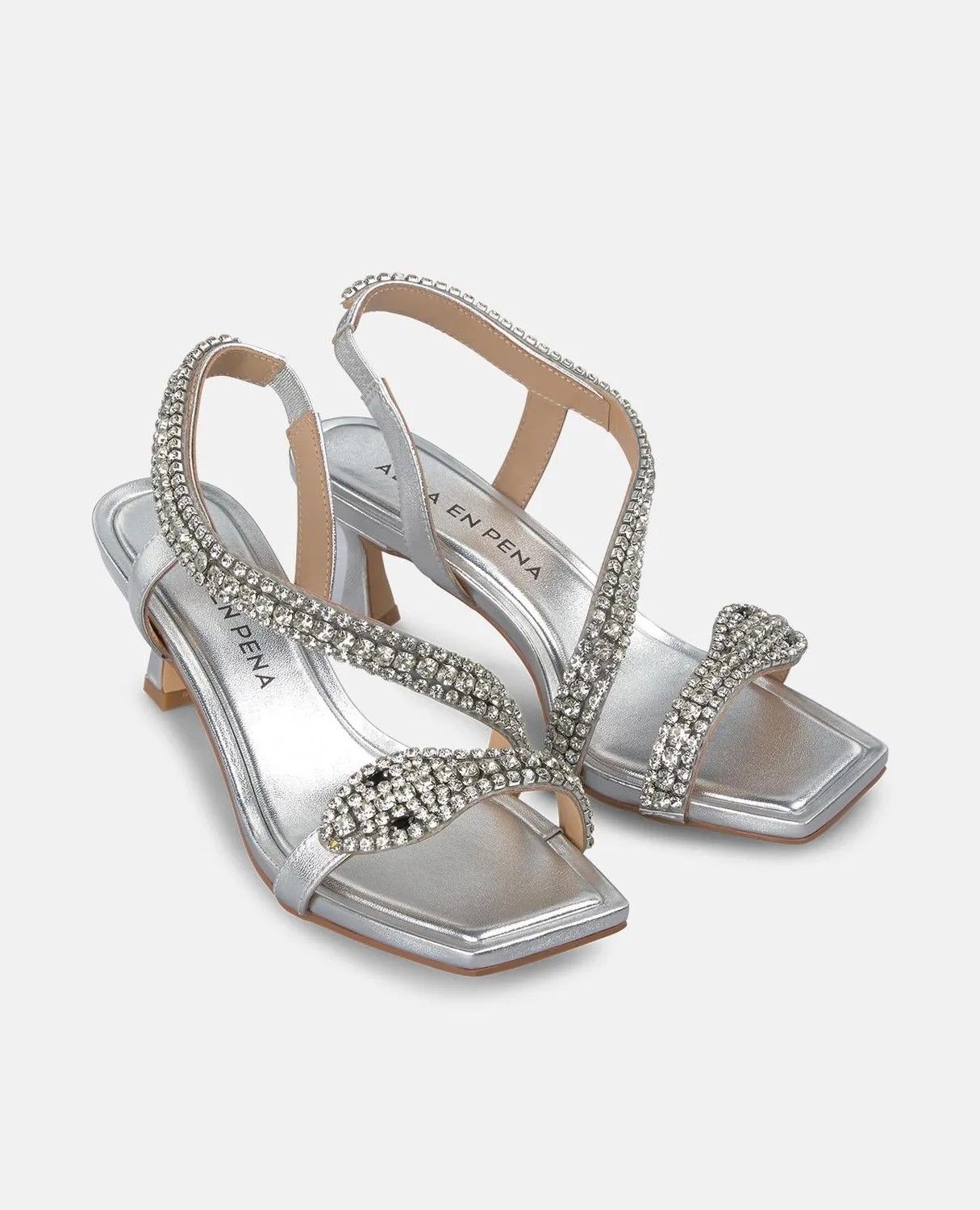Alma en Pena V250861 sandales argenté strass talon 6 cm