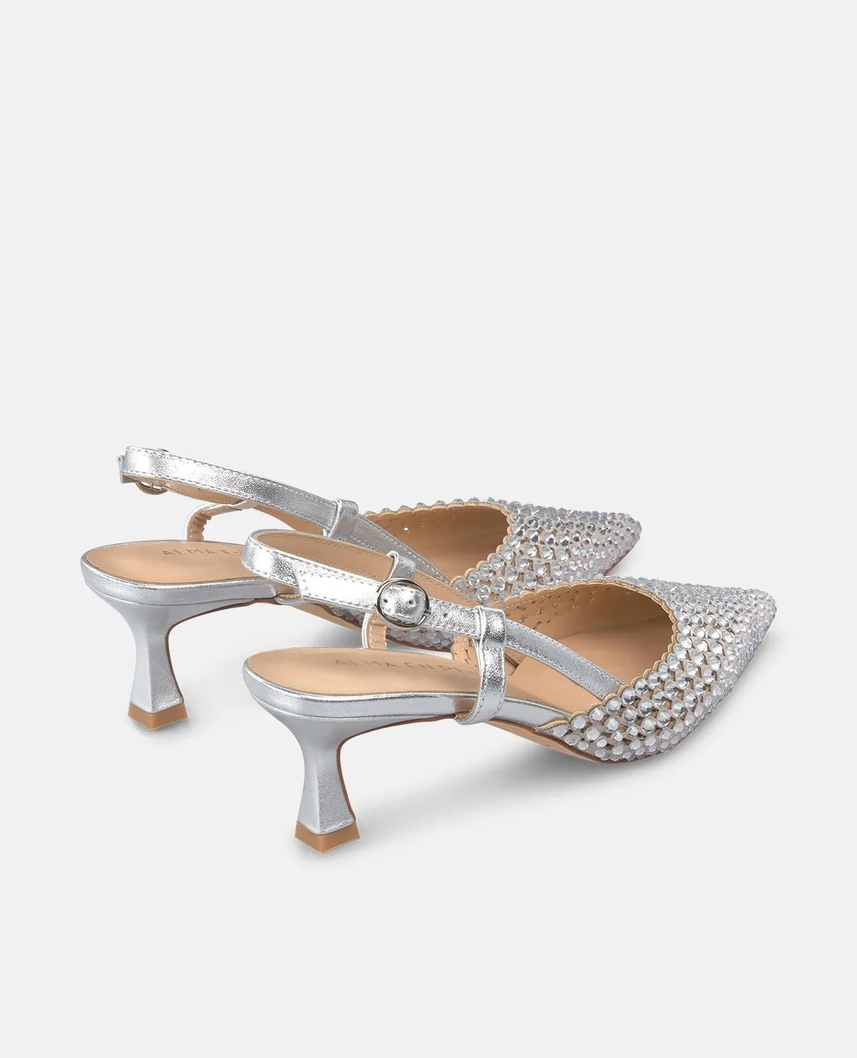 Alma en Pena V250662 escarpins argentes strass talon 6 cm