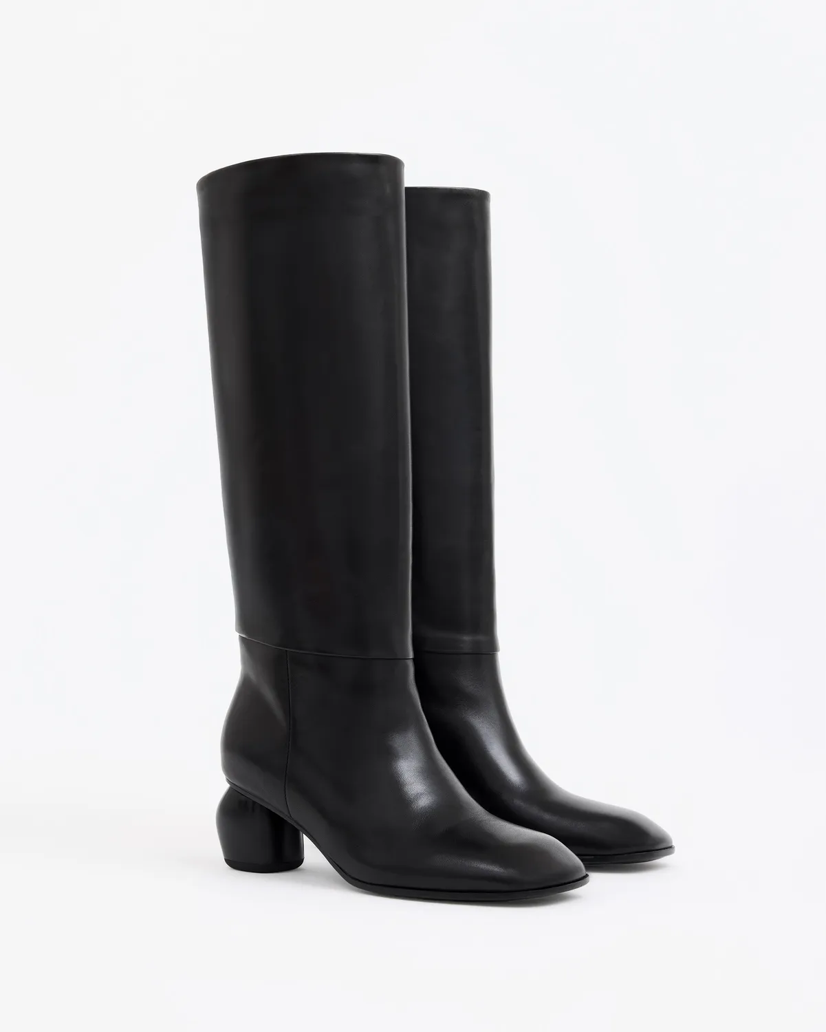Mi/Mai Galia Low Black bottes cuir noir talon 5cm