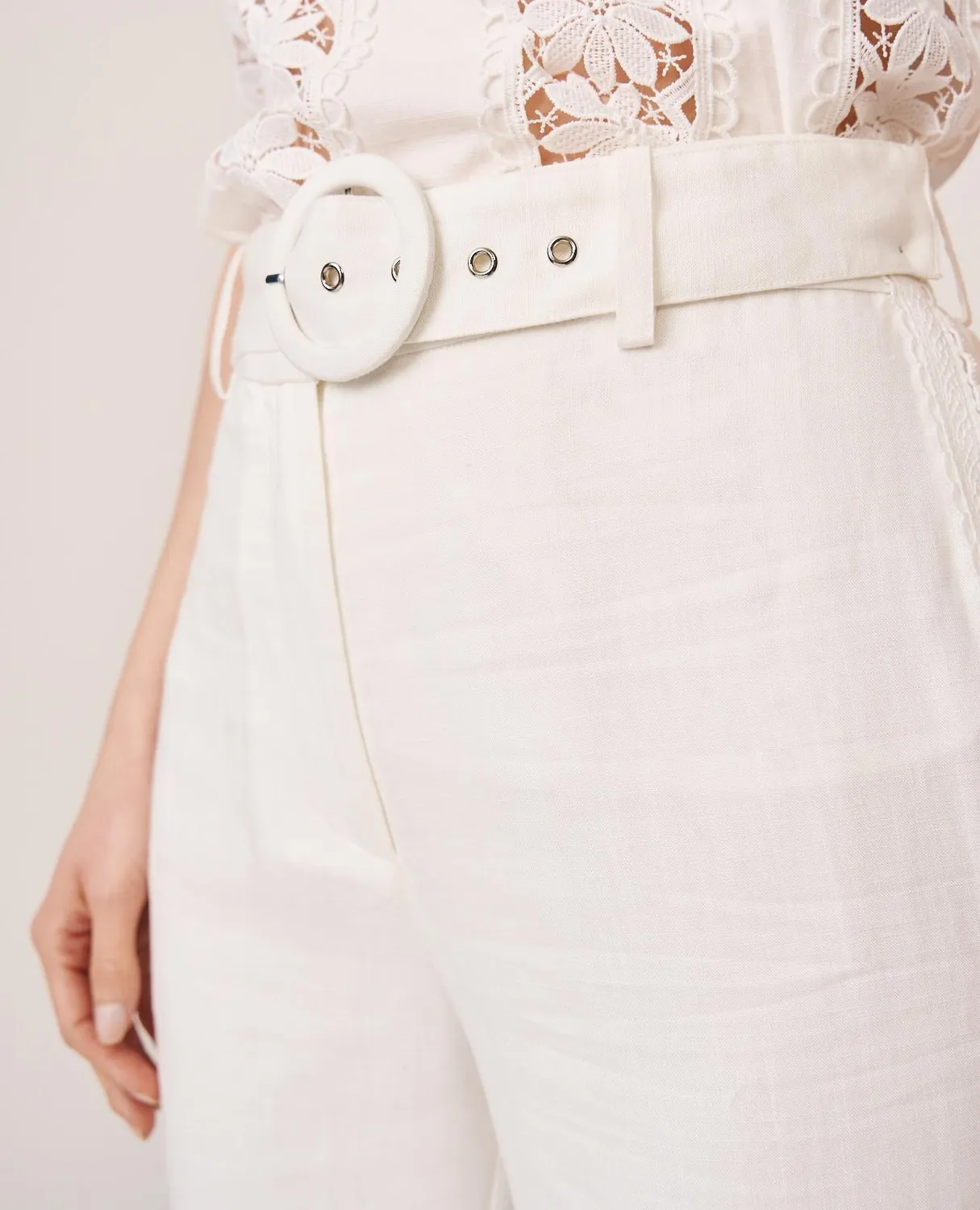 Alma en Pena V26CL1621 pantalon blanc lin