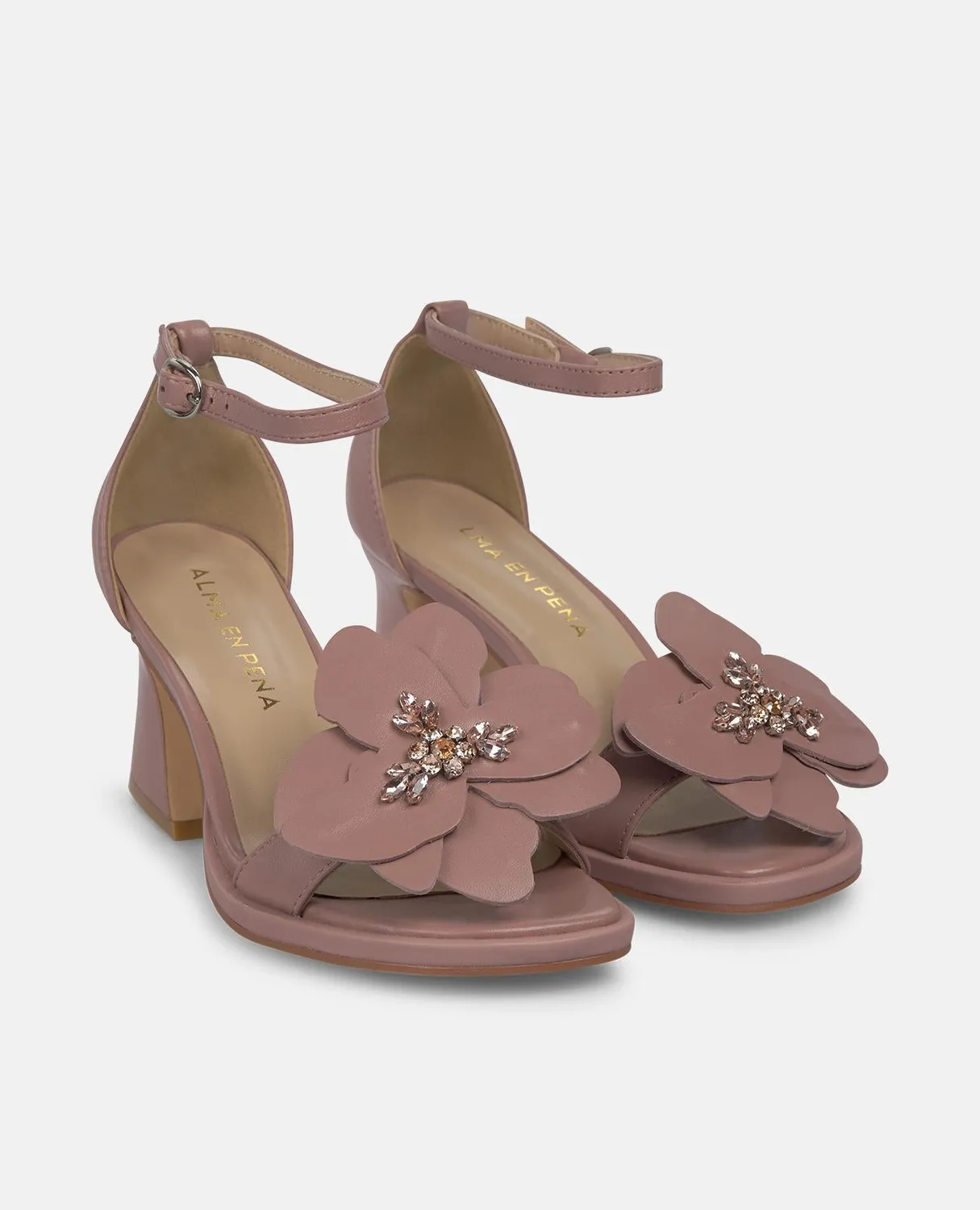 Alma en Pena V262401 sandales roses cuir fleur talon 8,5 cm