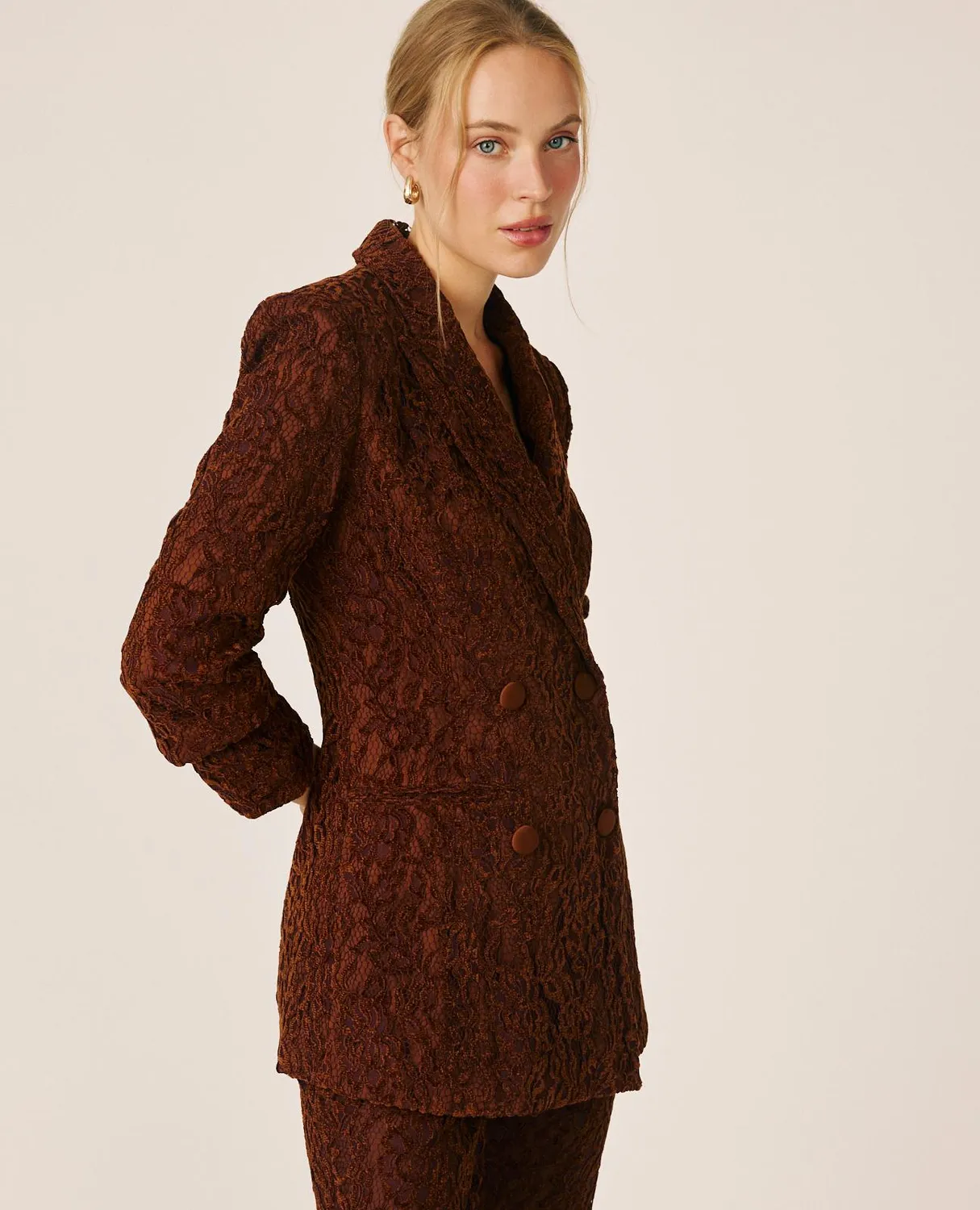 Alma en Pena I26CL1002 blazer velours croisé marron