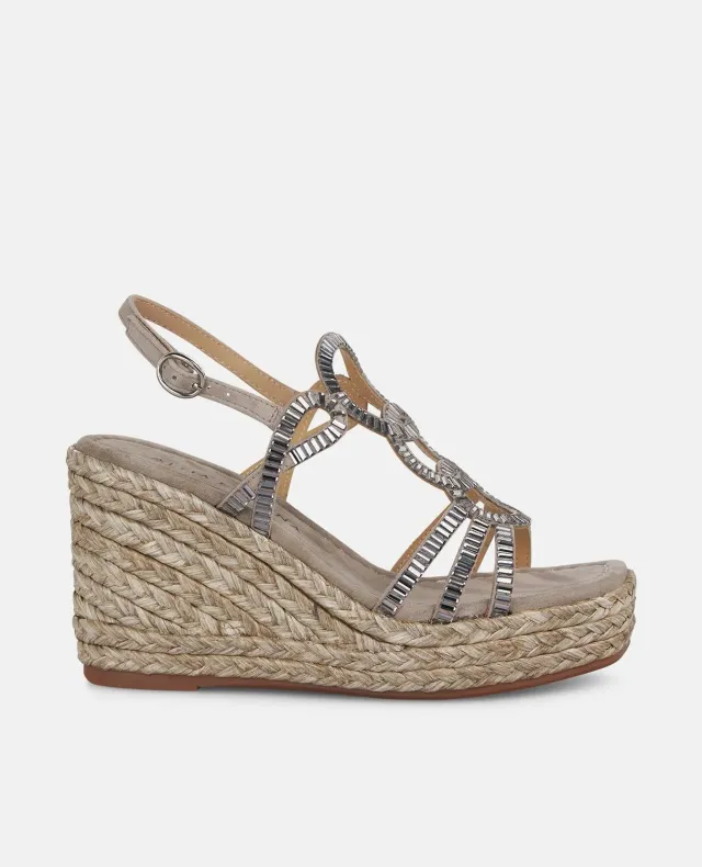 Alma en Pena V2551295 compensées cuir taupe strass