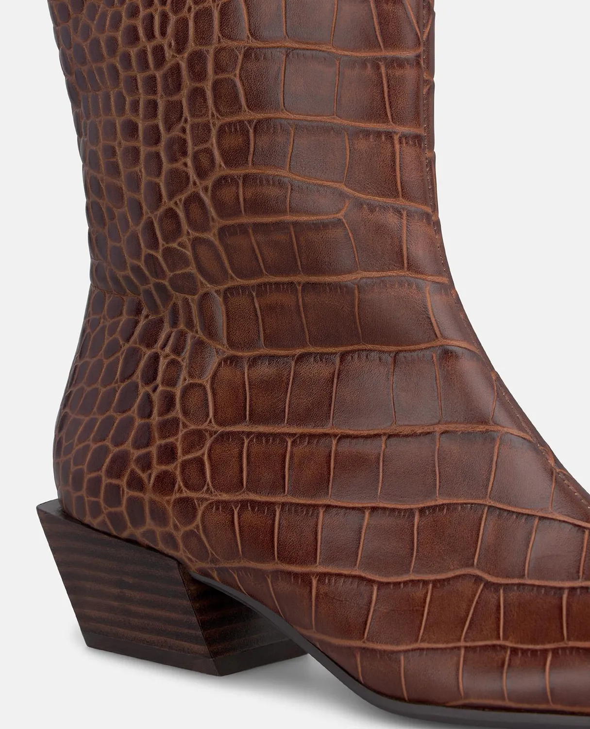 Alma en Pena I260621 bottines camel croco cuir 4 cm