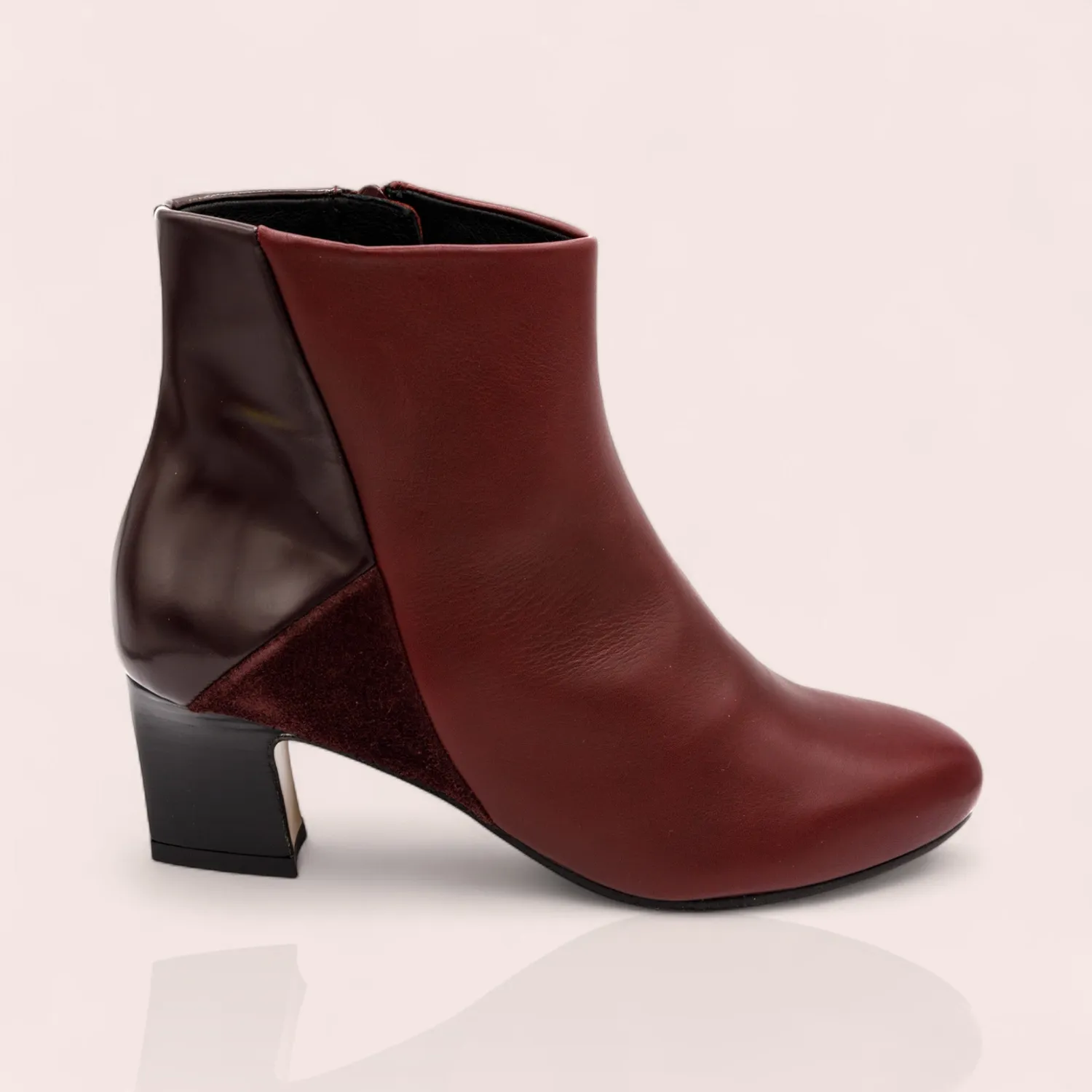 Karine Arabian Ava bottine cuir noir bordeaux talon 50mm