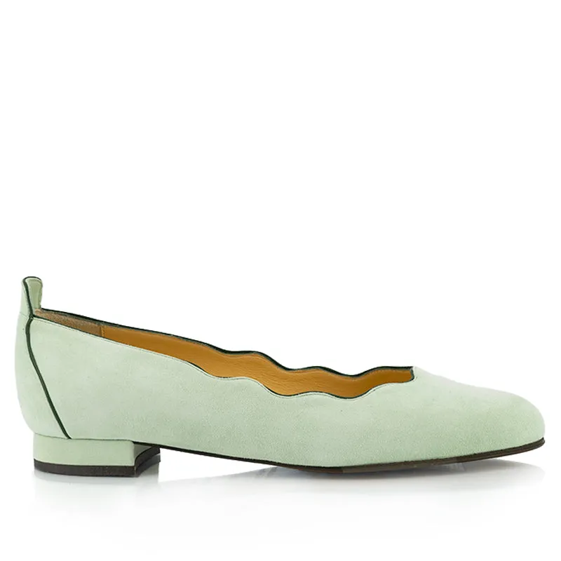 Bégum Paris Orgeval ballerine vert amande cuir 15 mm