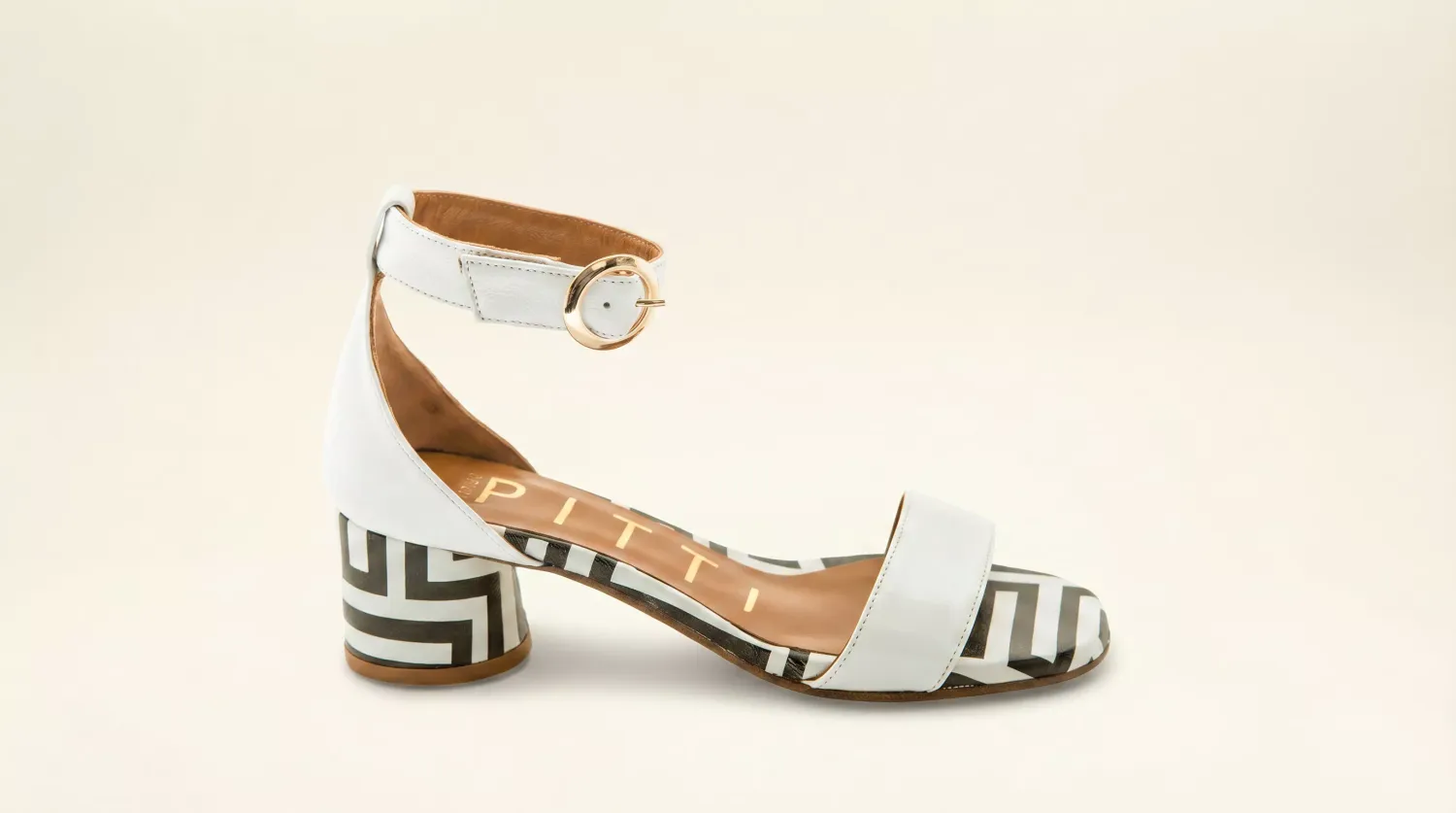 Matteo Pitti Dory Optical sandales blanc talon bloc
