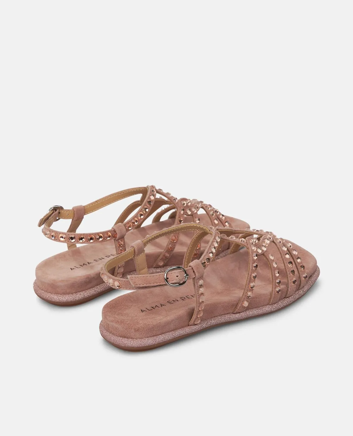 Alma en Pena V2551600 sandales plates rose poudré strass
