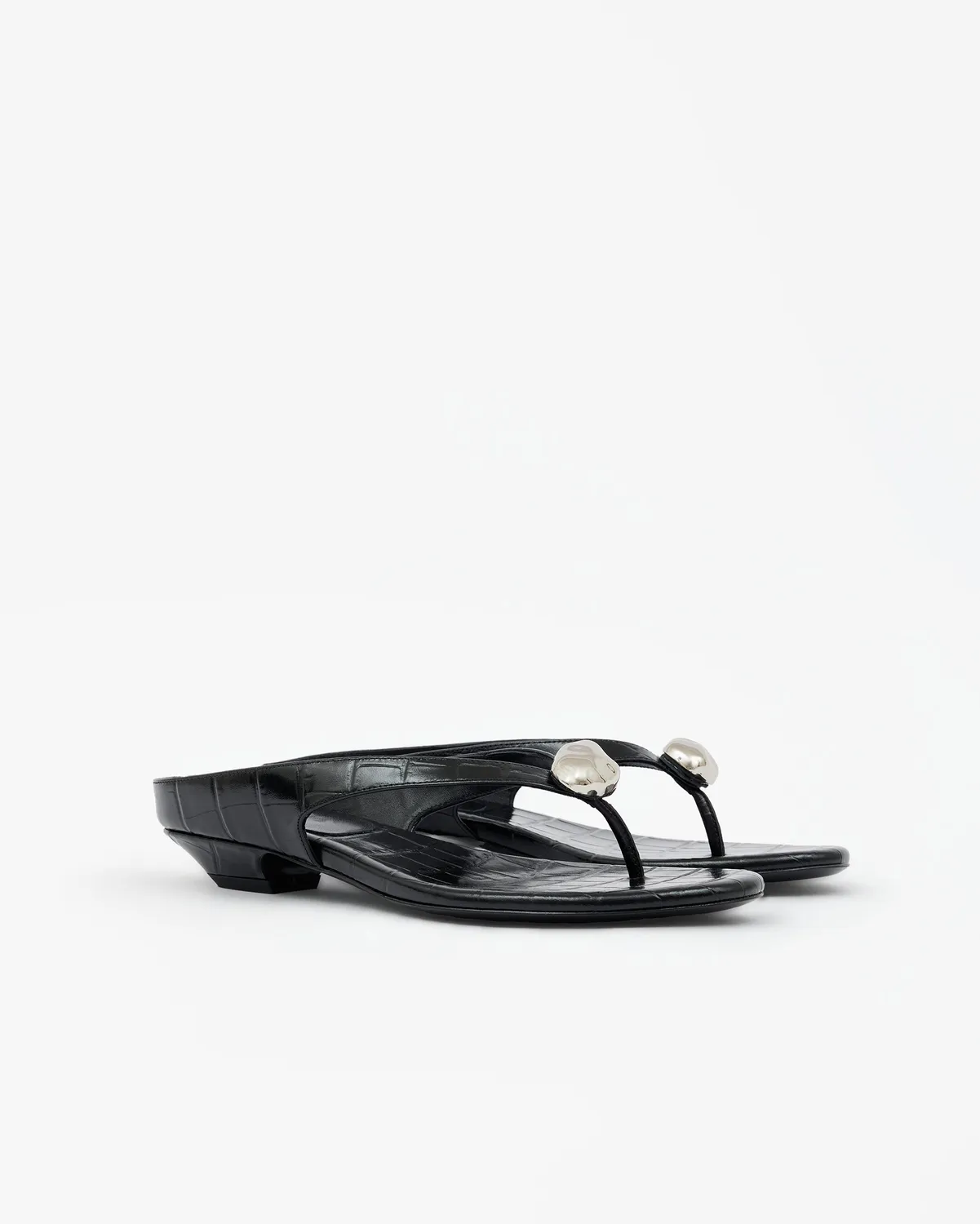 Mi/Mai Cristo Black Croc nu-pieds noirs croco bijou