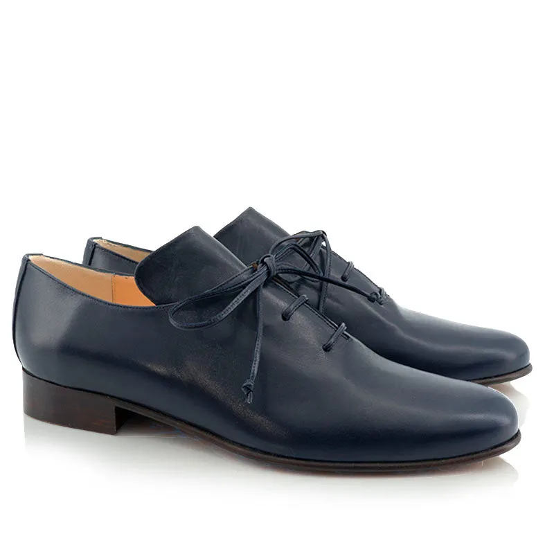 Bégum Paris Phénix soulier cuir bleu marine plat