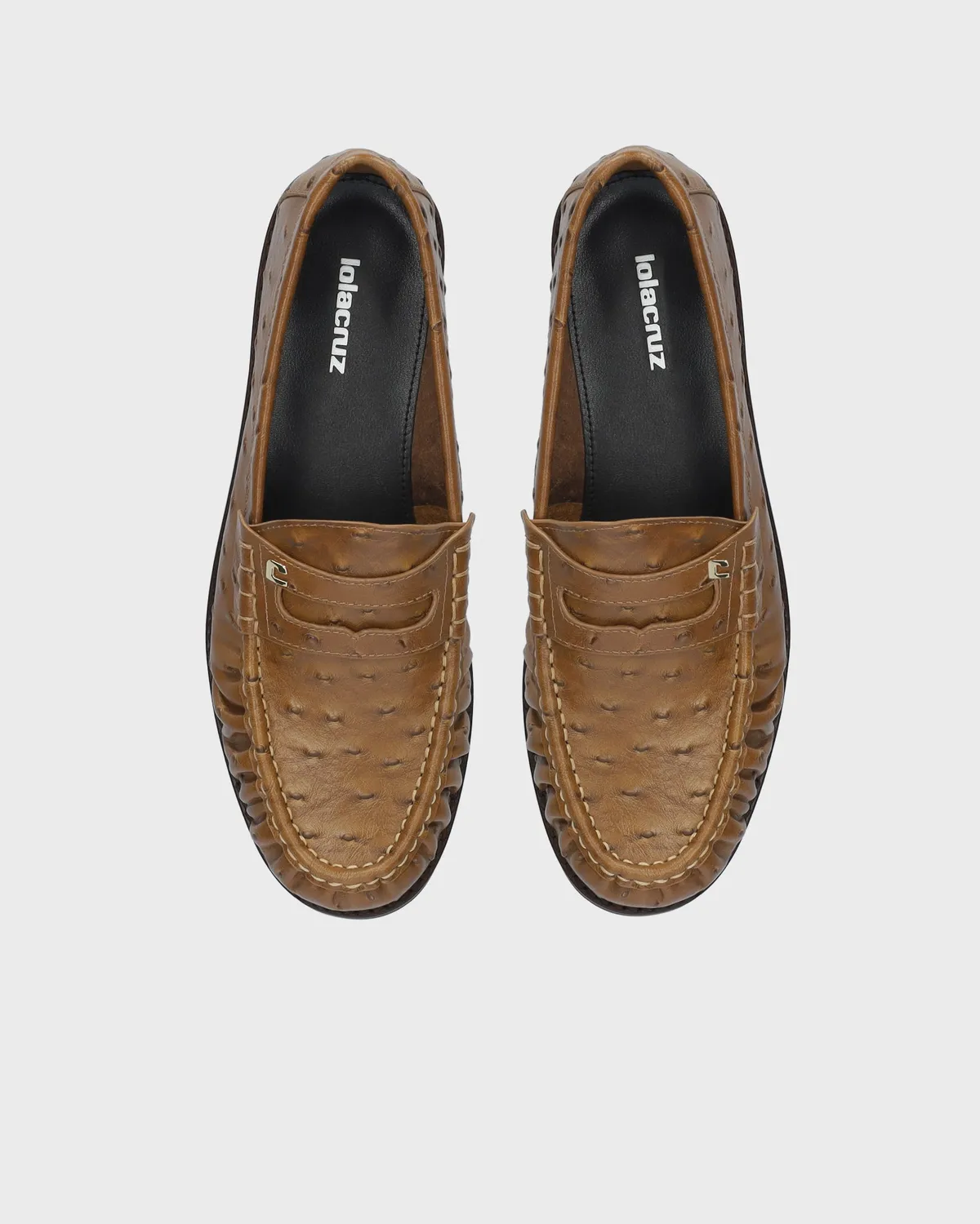 Lola Cruz Orea mocassins caramel cuir plat