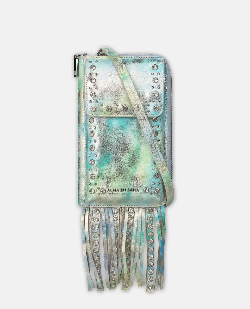 Alma en Pena V26WT016 sac pochette cuir turquoise