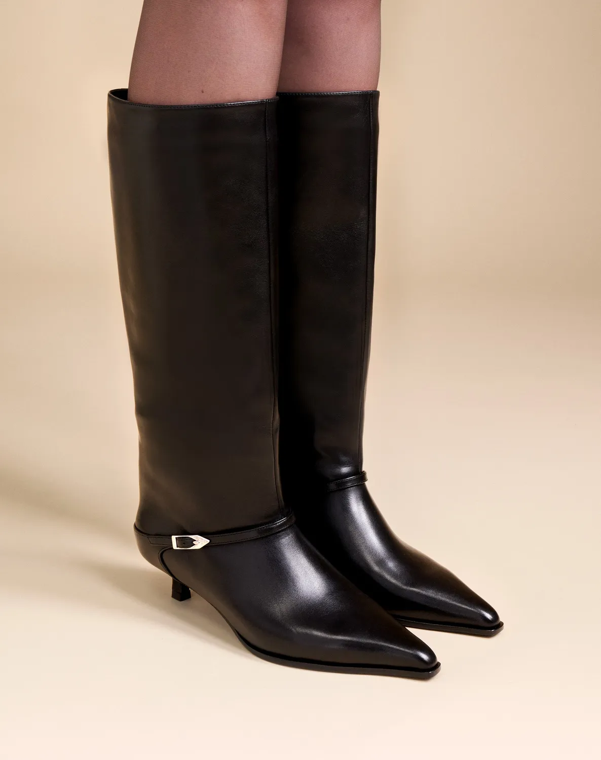 Mi/Mai Eileen Black bottes noires petit talon