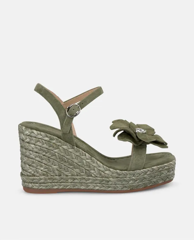 Alma en Pena V251285 sandales compensées kaki fleur