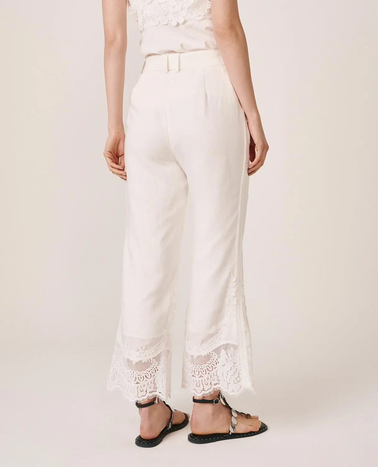 Alma en Pena V26CL1621 pantalon blanc lin
