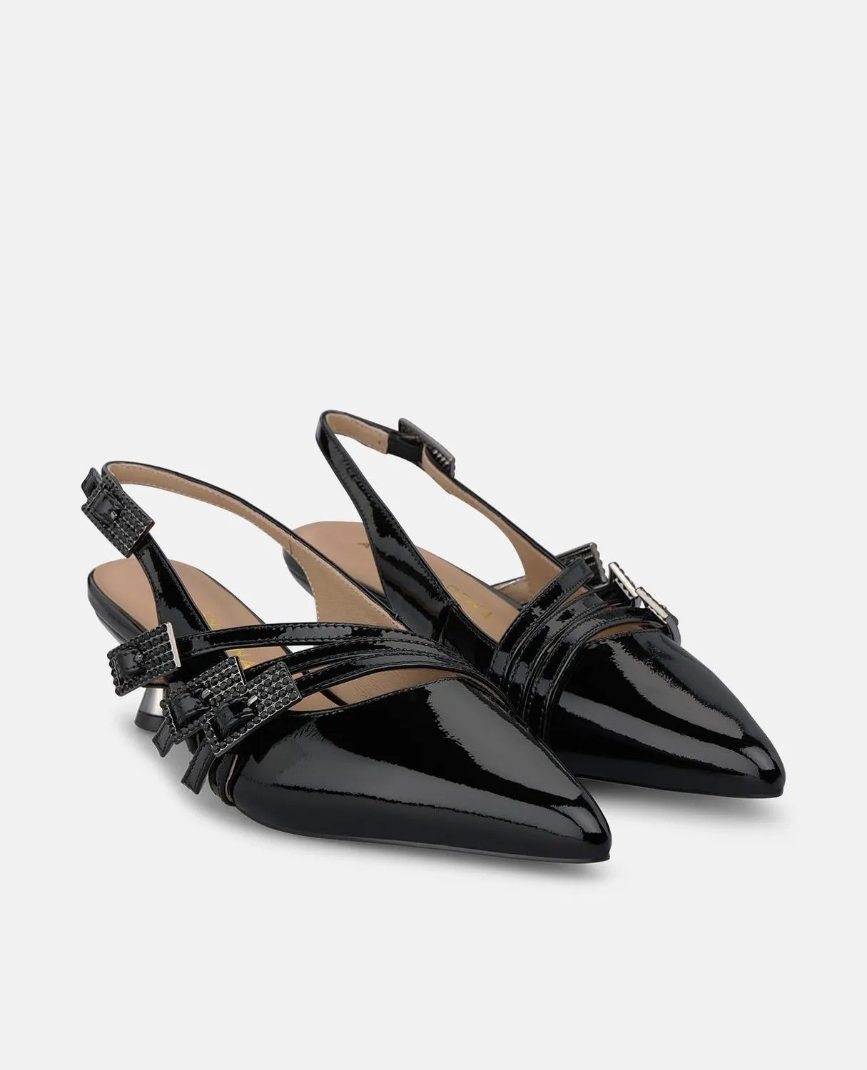 Alma en Pena I260206 escarpins vernis noirs talon 4 cm