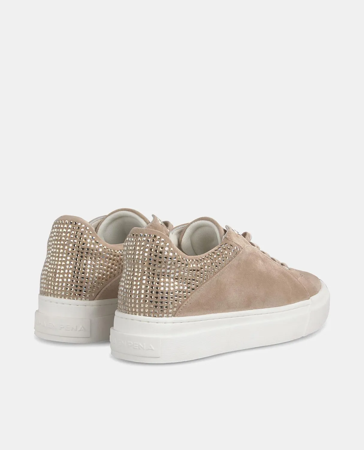 Alma en Pena I241206 baskets cuir vison strass plateforme