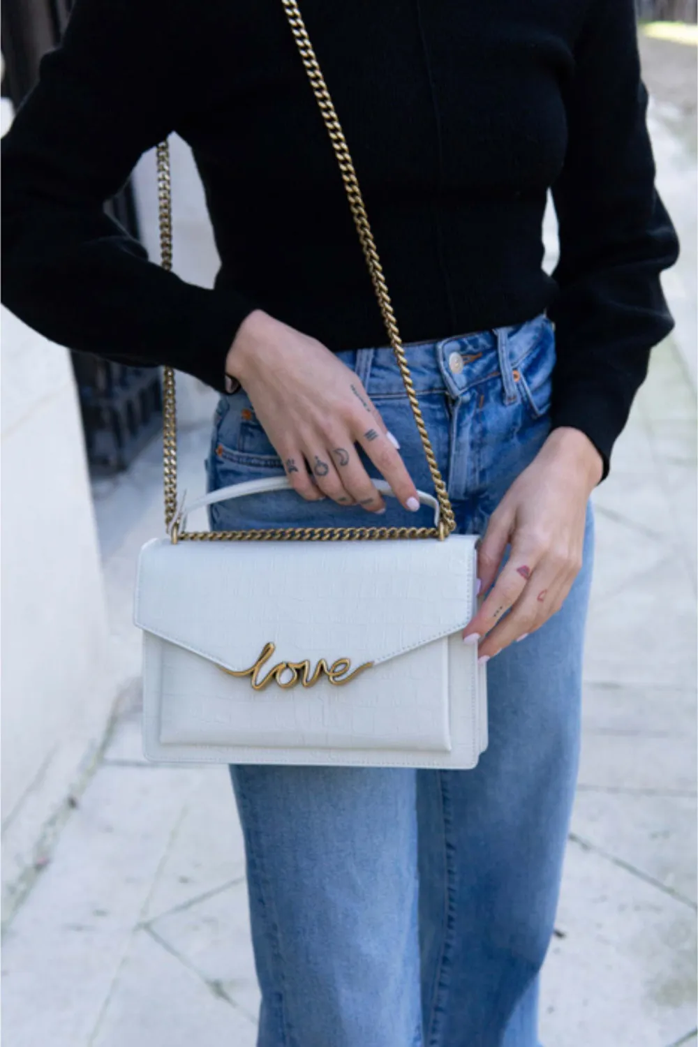 Mi/Mai Premier Amour sac cuir blanc croco