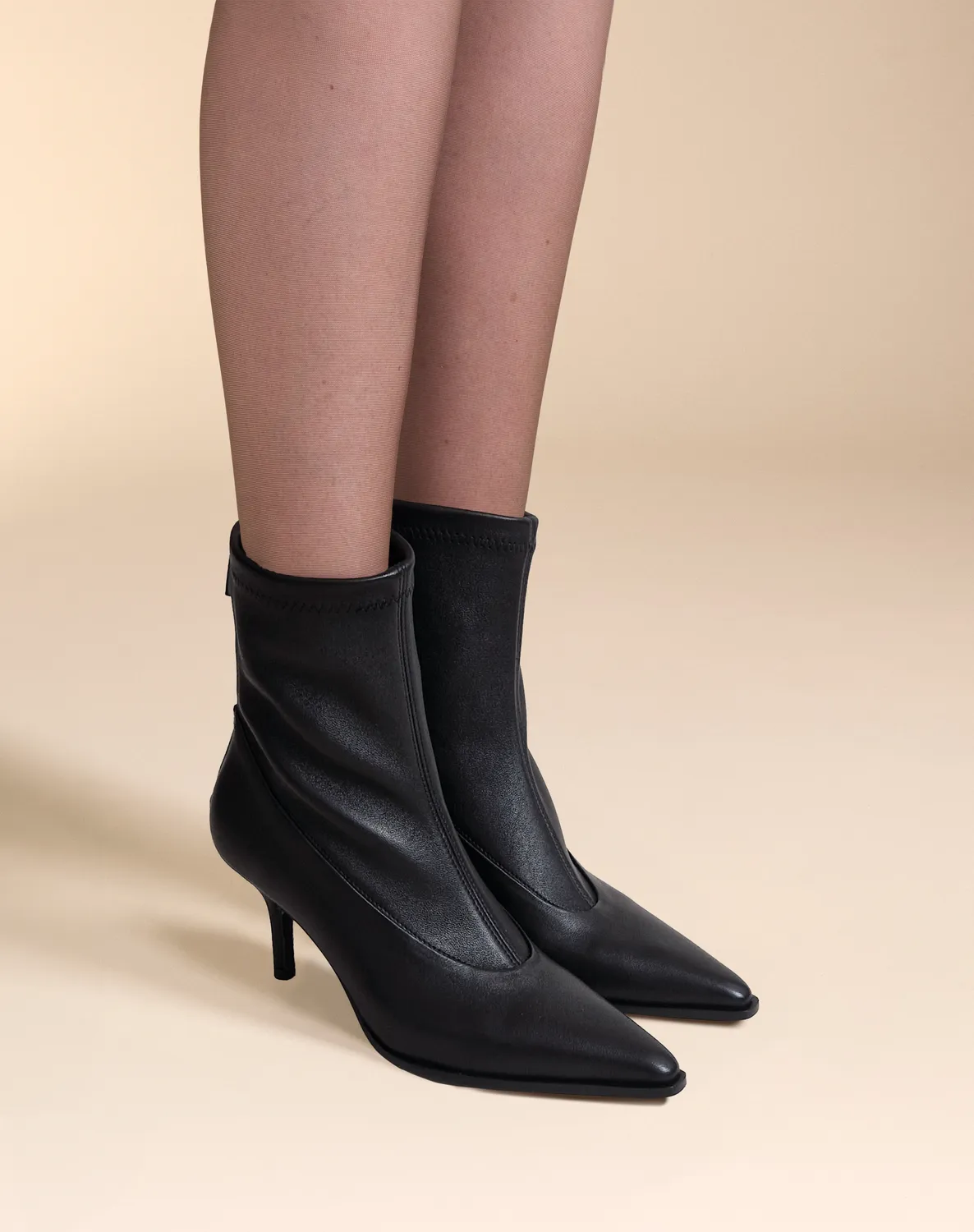 Mi/Mai Ando Black Calf bottines noires stretch talon aiguille