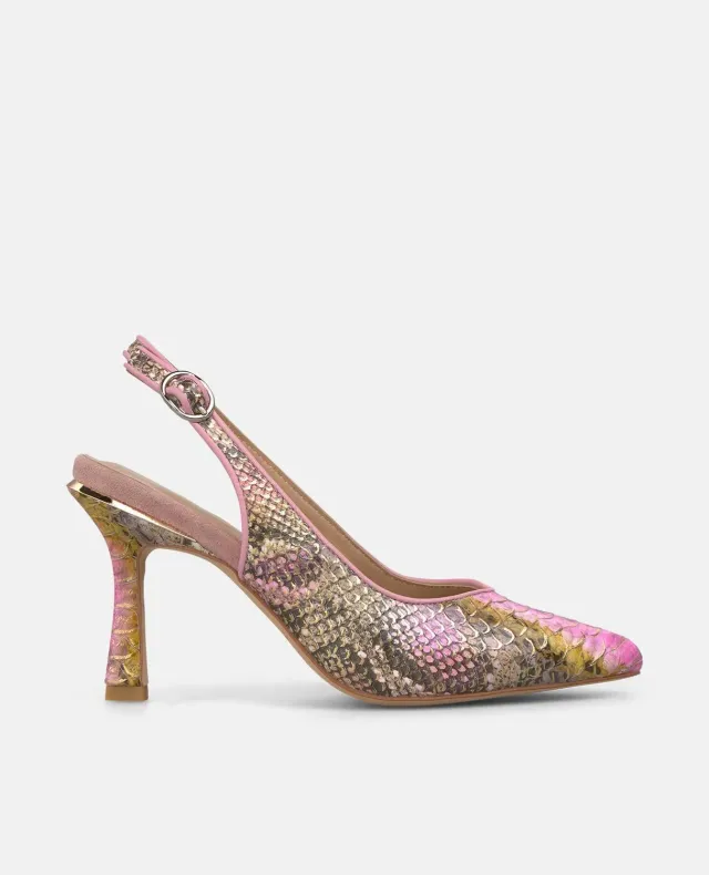 Alma en Pena V261800 escarpins cuir rose serpent 9 cm