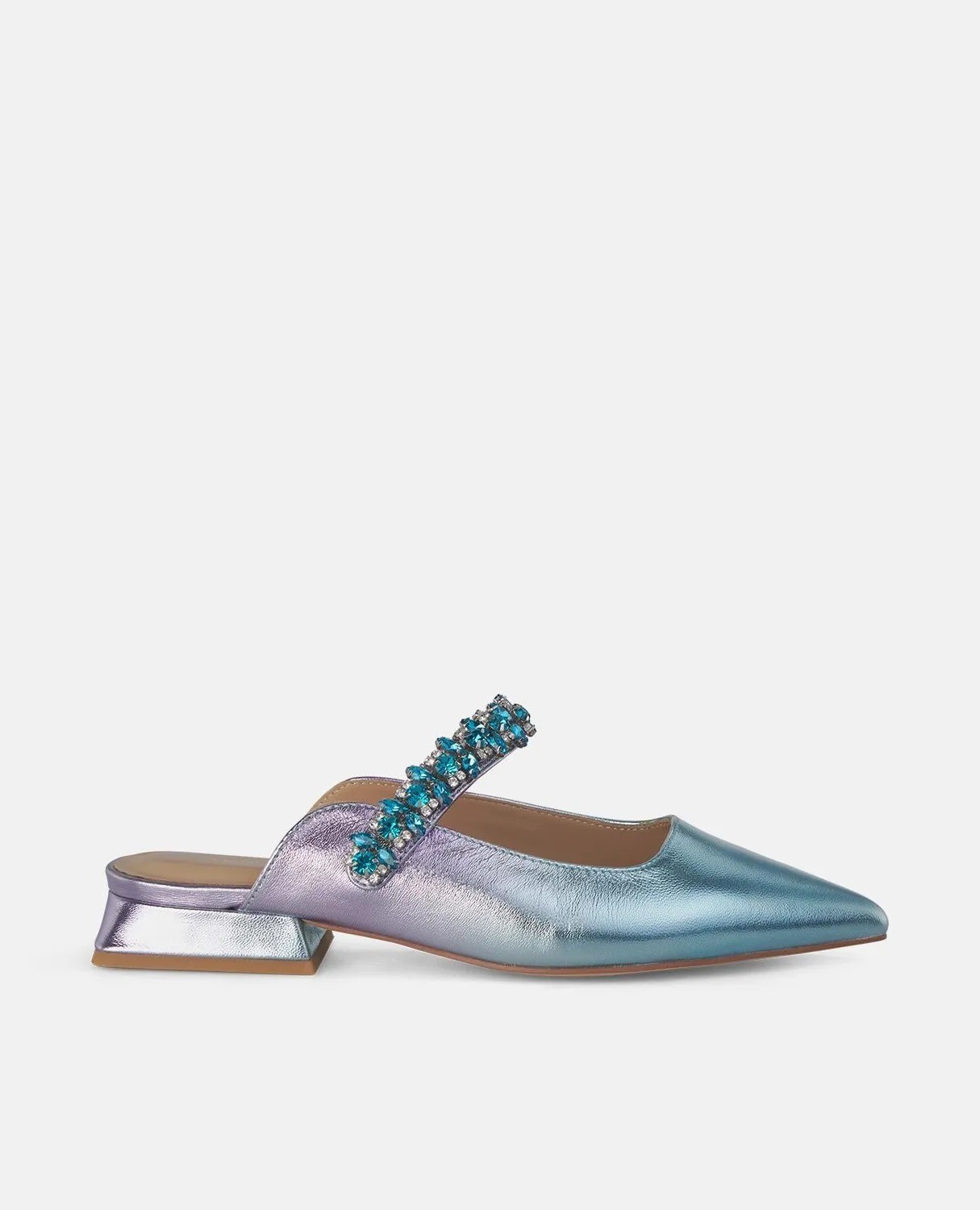 Alma en Pena V250491 escarpins bleus cuir talon 2 cm
