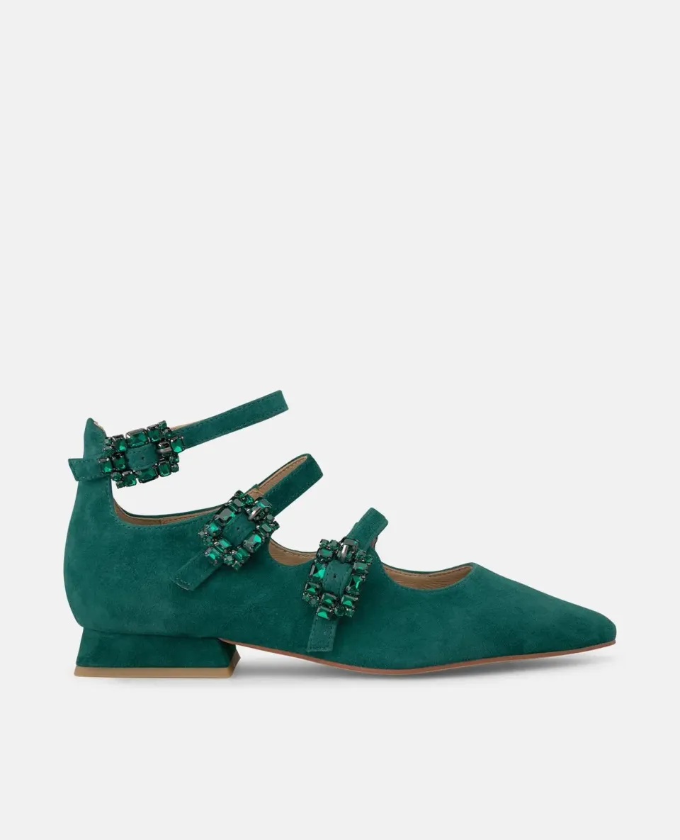 Alma en Pena I250135 chaussures plates cuir vert 2 cm