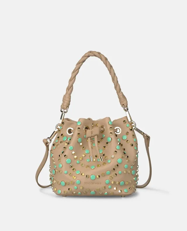 Alma en Pena V26BG037 sac seau camel cuir clouté