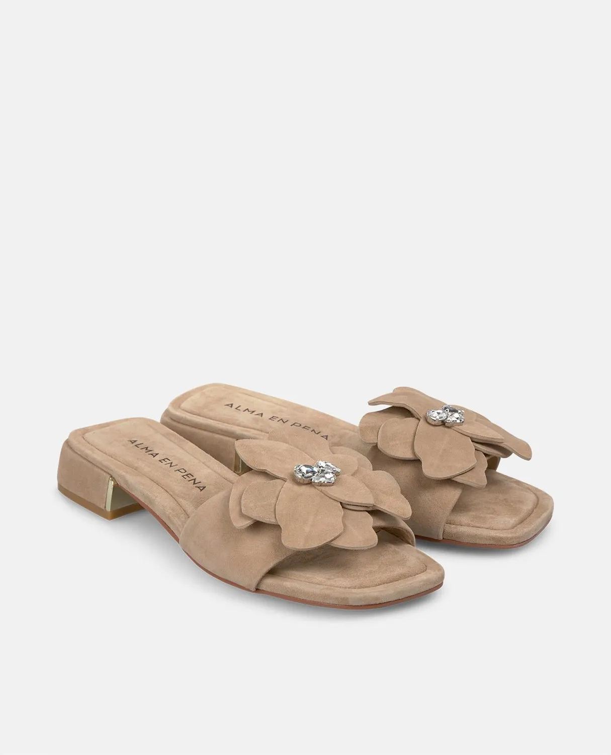 Alma en Pena V251944 mules plates sable fleur talon 3,5 cm