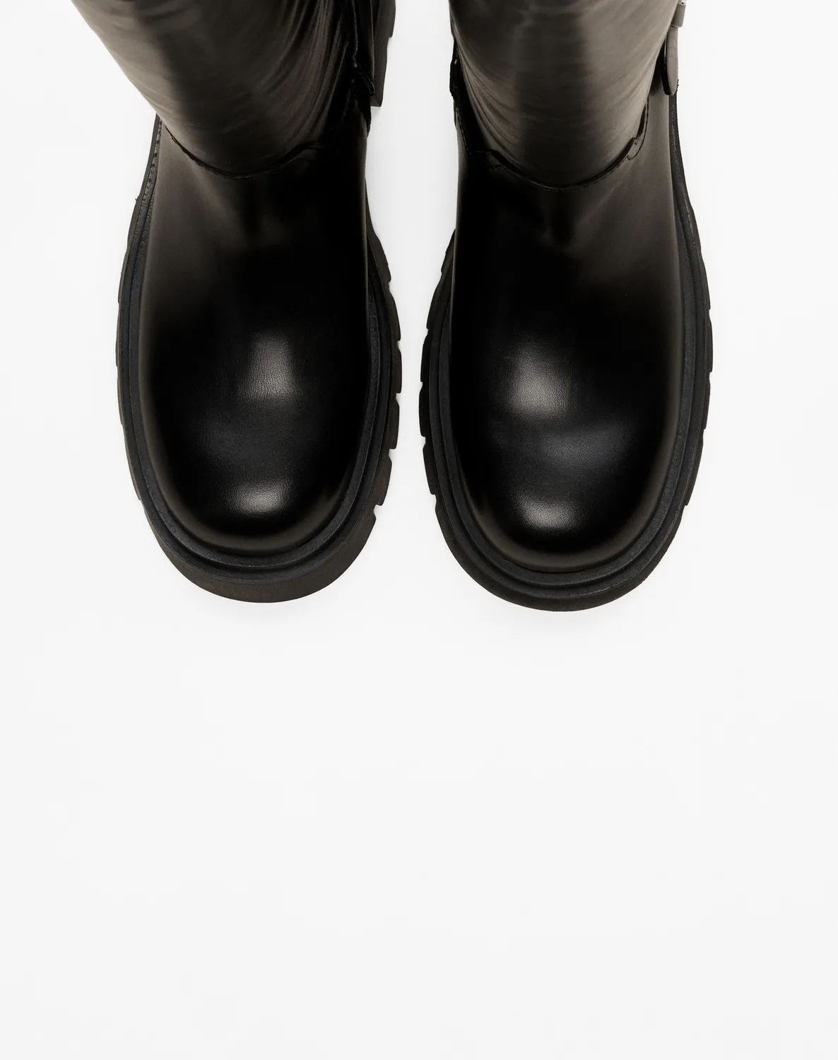 Mi/Mai Herpen Black bottes cuir noires crantées