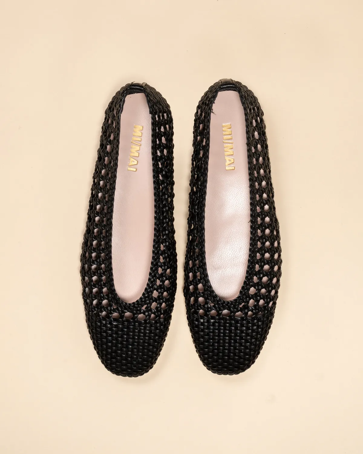 Mi/Mai Aria Black ballerines tressées noires similicuir