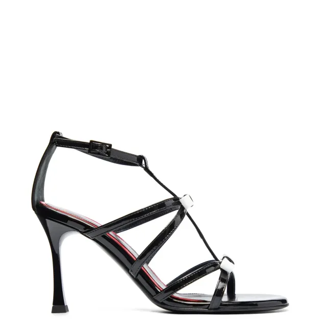 Maison Ernest Daisy 90 sandales noir blanc cuir vernis
