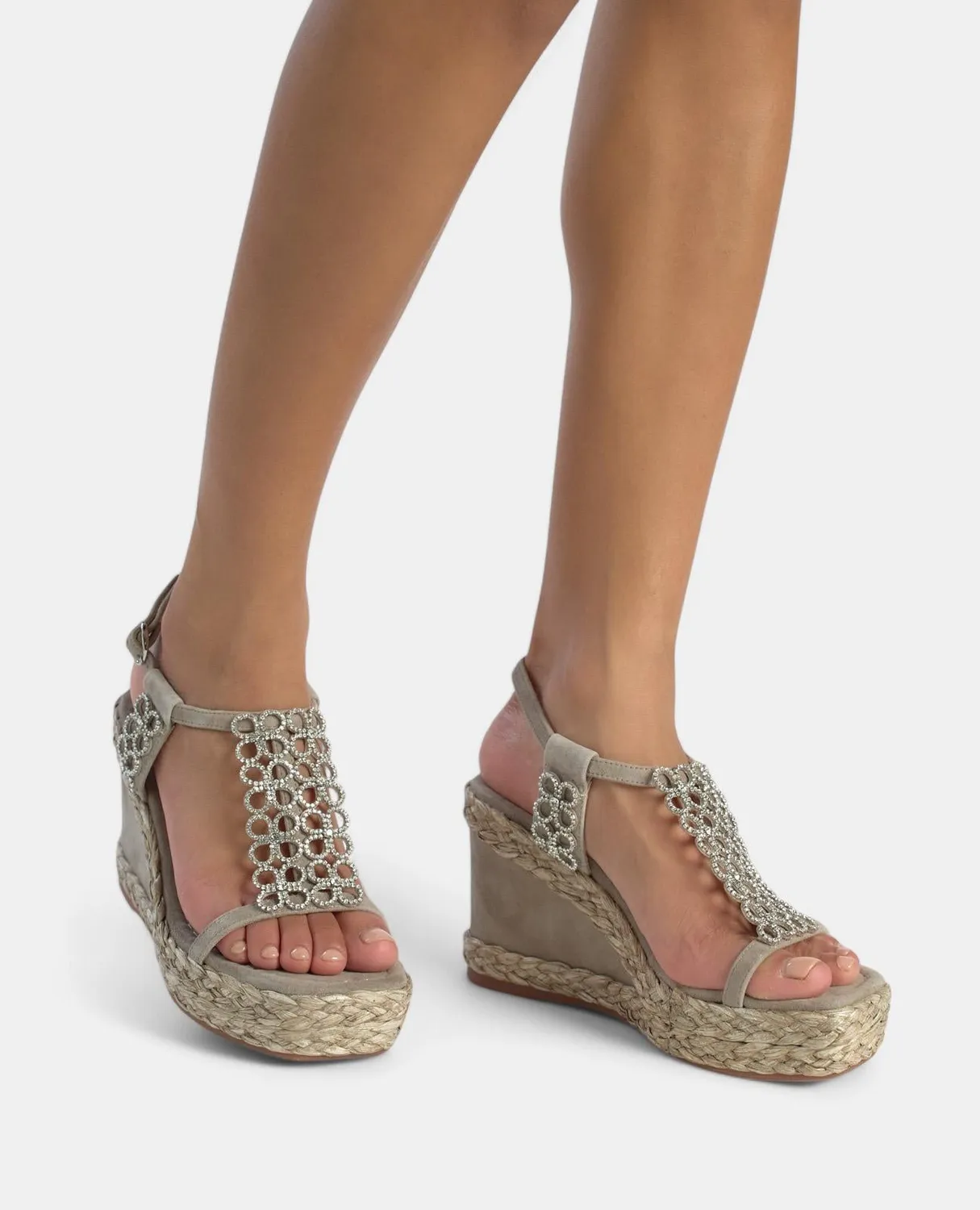 Alma en Pena V2551256 compensées taupe 9,8 cm strass