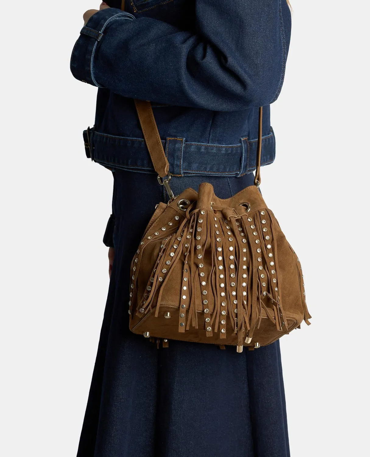 Alma en Pena I25BG208 sac marron franges cuir