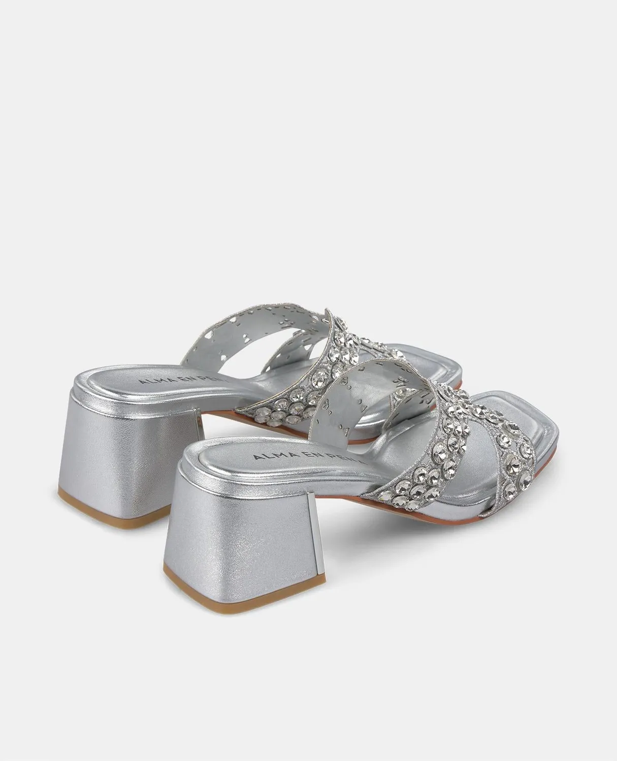Alma en Pena V250978 sandales argenté strass talon 6 cm