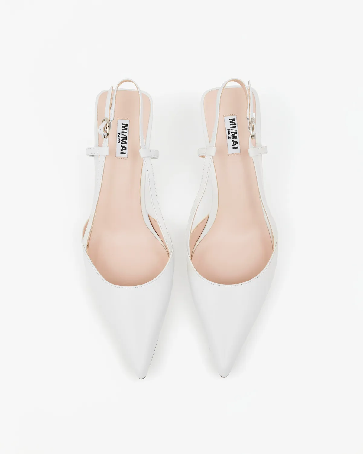 Mi/Mai Corto Pure White escarpin sling-back blanc talon fin