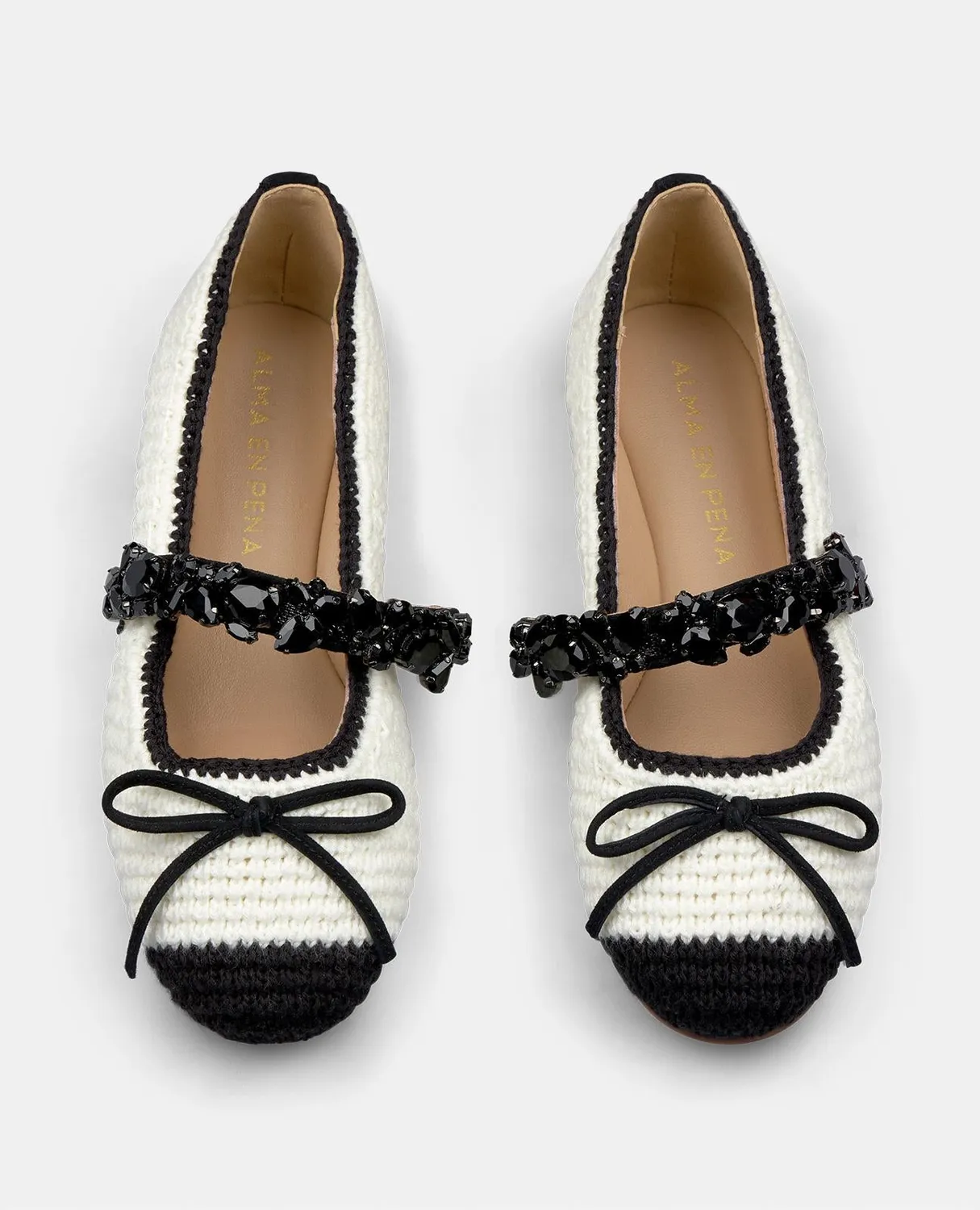 Alma en Pena V250533 ballerines blanches crochet strass