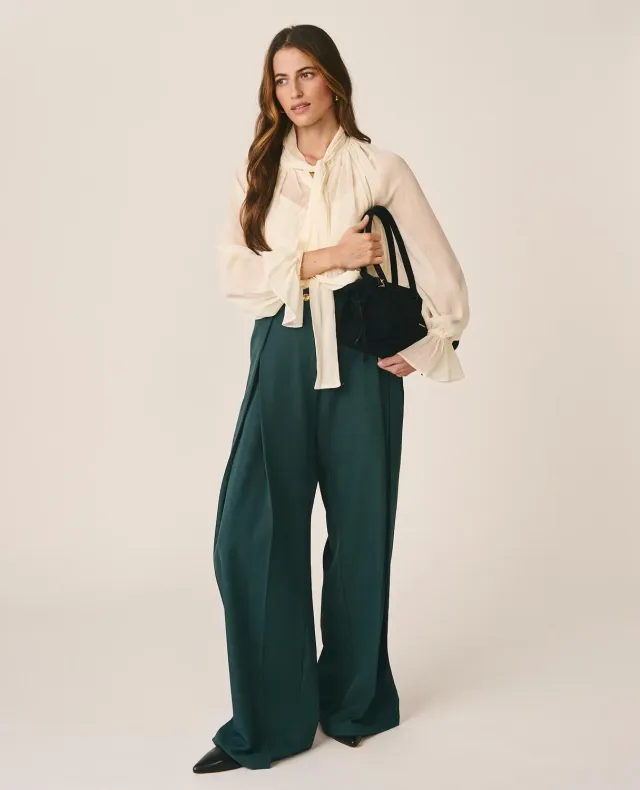 Alma en Pena I26CL1602 pantalon bleu serge large