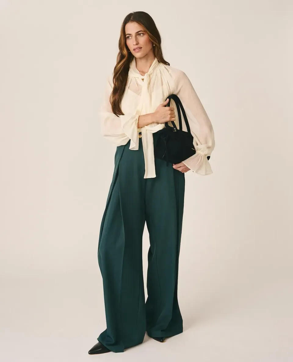 Alma en Pena I26CL1602 pantalon bleu serge large