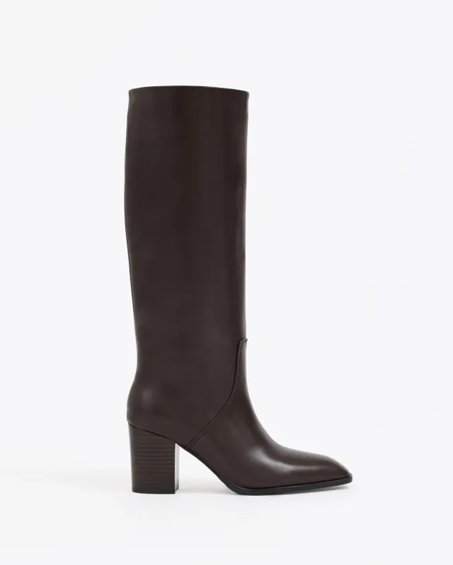 Mi/Mai Aran Chocolate bottes cuir talon bloc