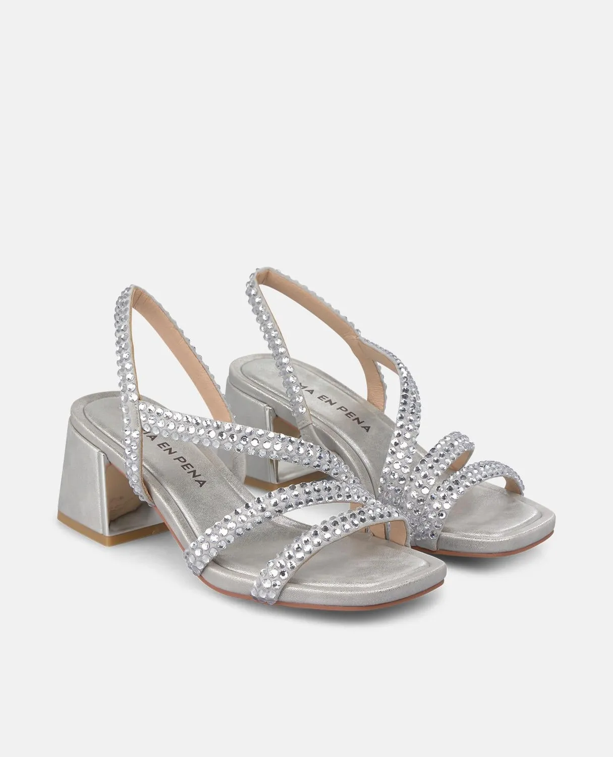 Alma en Pena V2550973 mules argent strass talon 6 cm