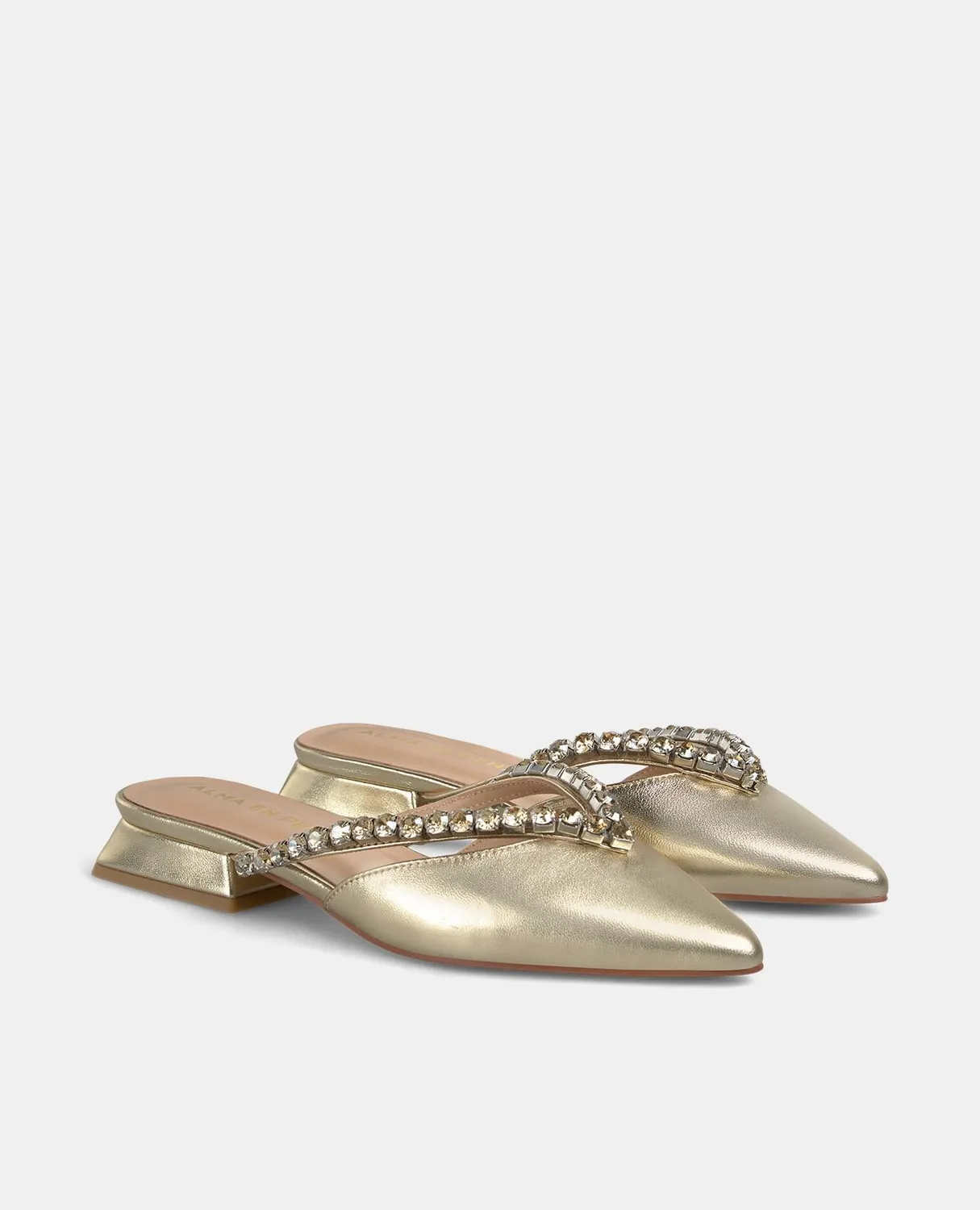 Alma en Pena V250485 mule dorée strass 2 cm