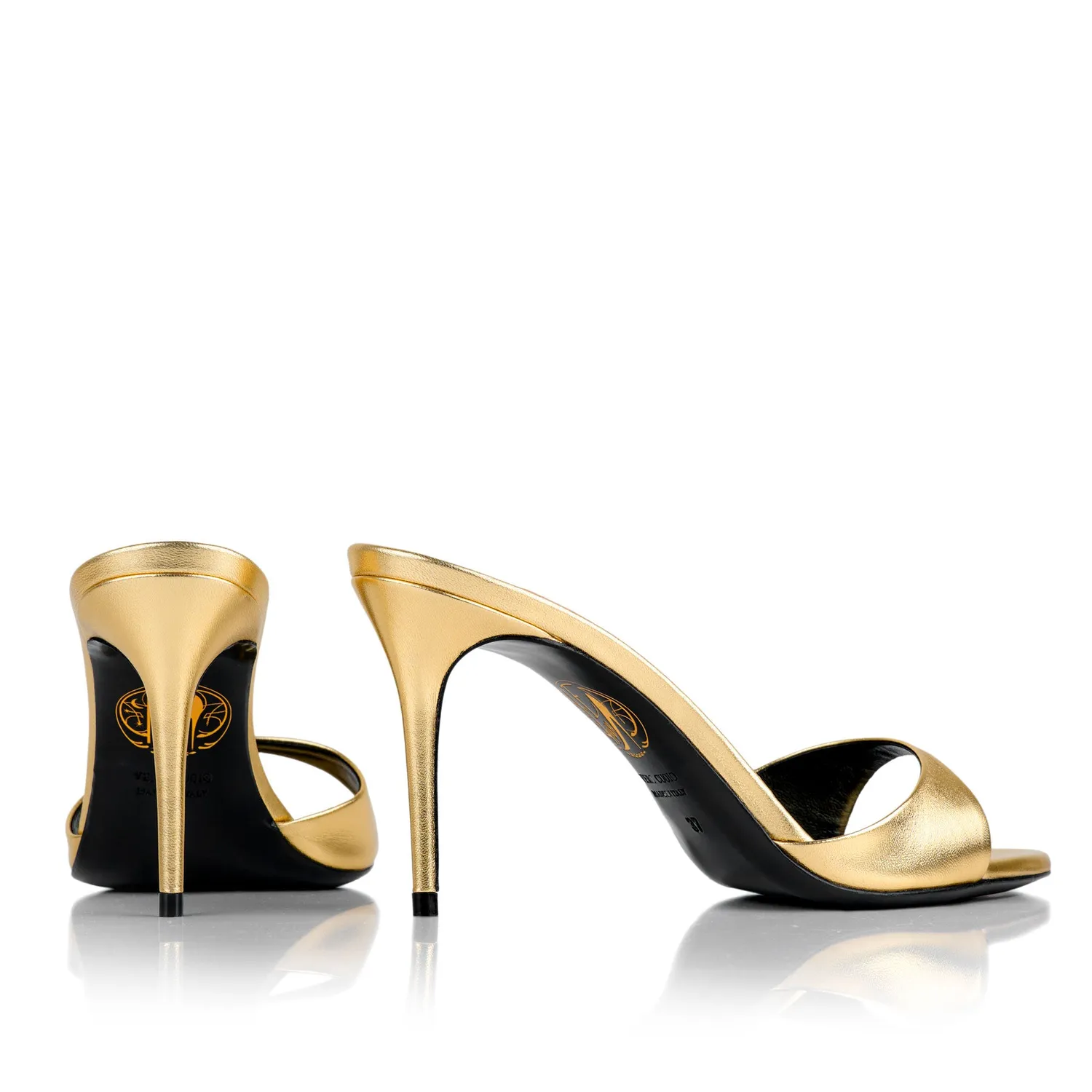 Maison Ernest Lidylle 85 mules or cuir mat