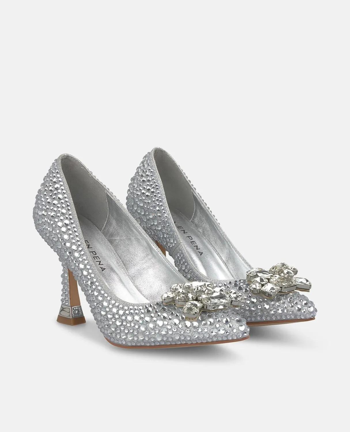 Alma en Pena CEN100 escarpins argent strass talon 11 cm