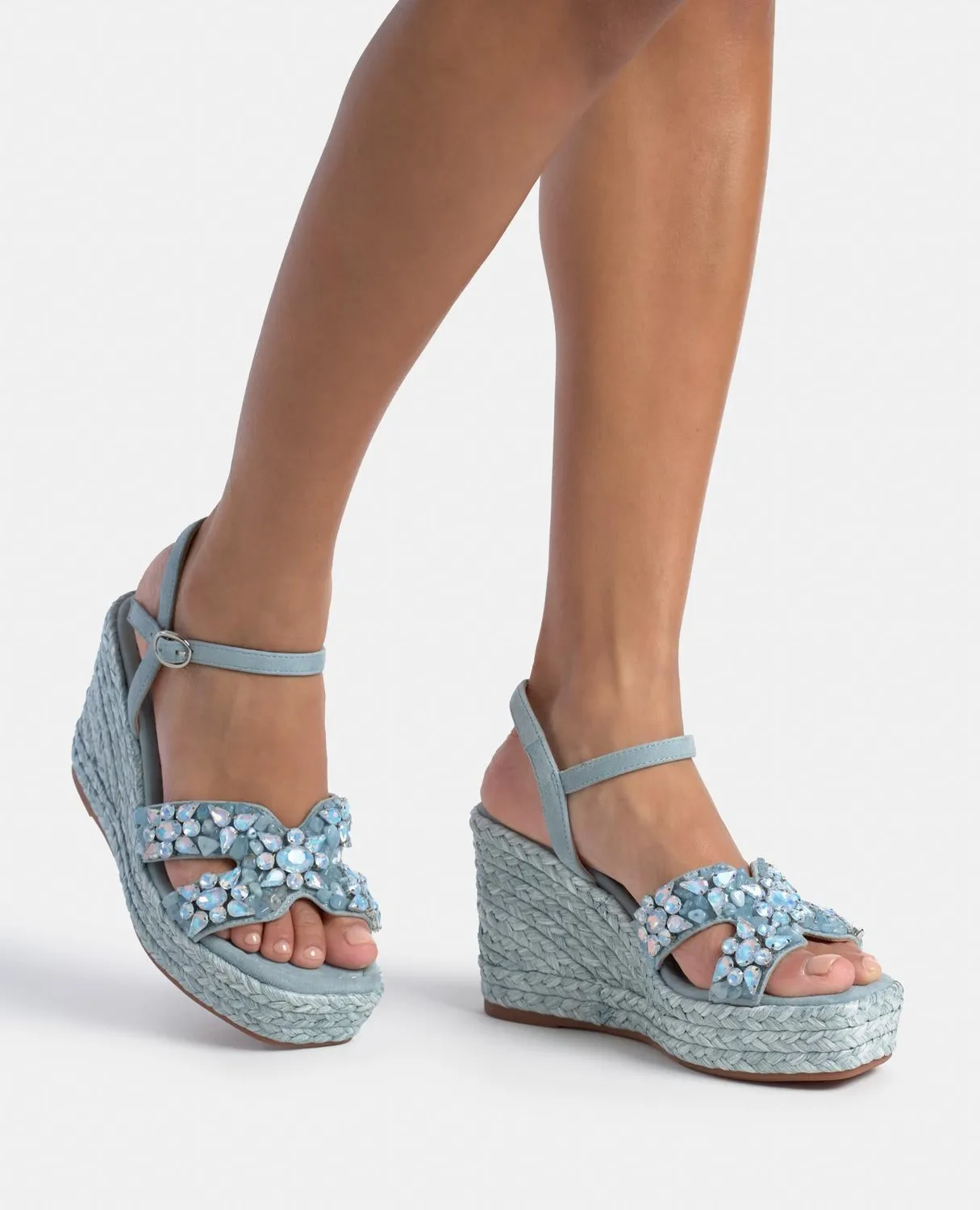 Alma en Pena V251278 sandale compensée jeans strass