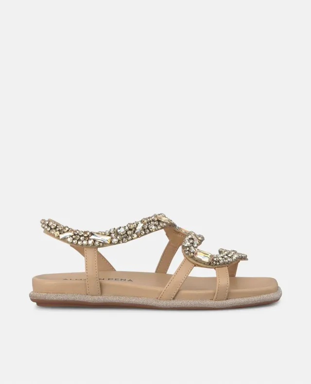 Alma en Pena V251605 sandales plates sable strass talon 2 cm