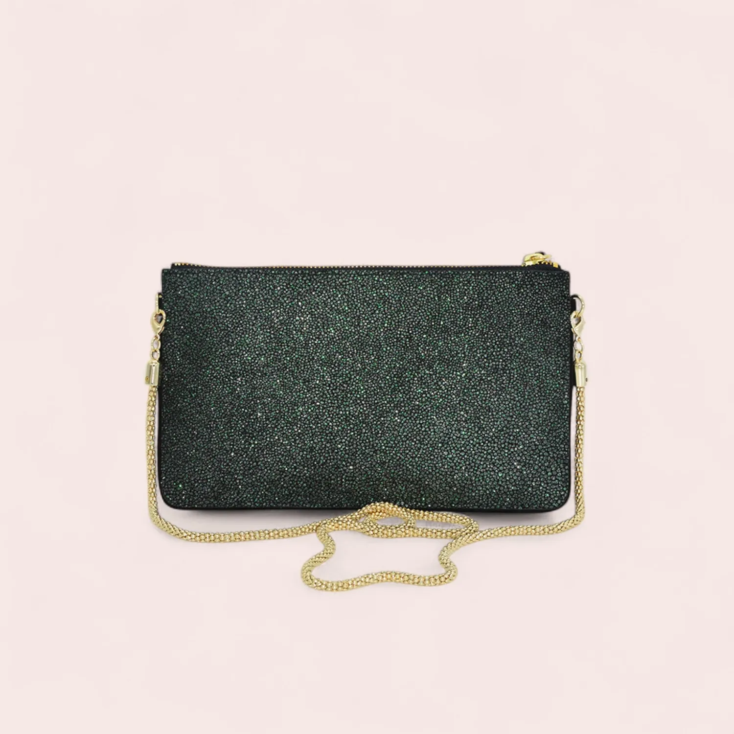 Karine Arabian ROSE pochette cuir glitter noir