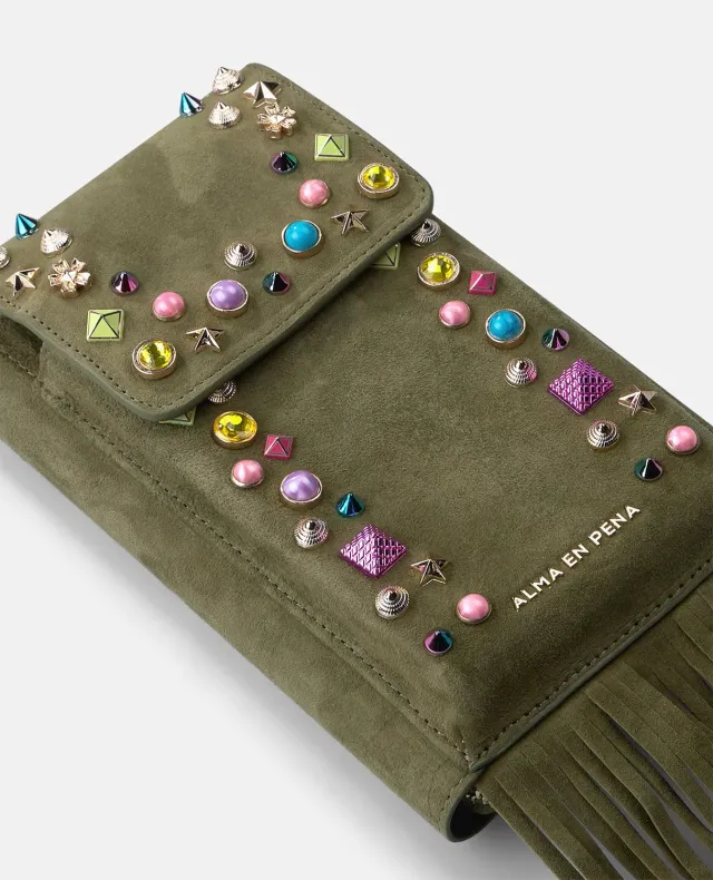 Alma en Pena V26WT018 sac cartera cuir kaki
